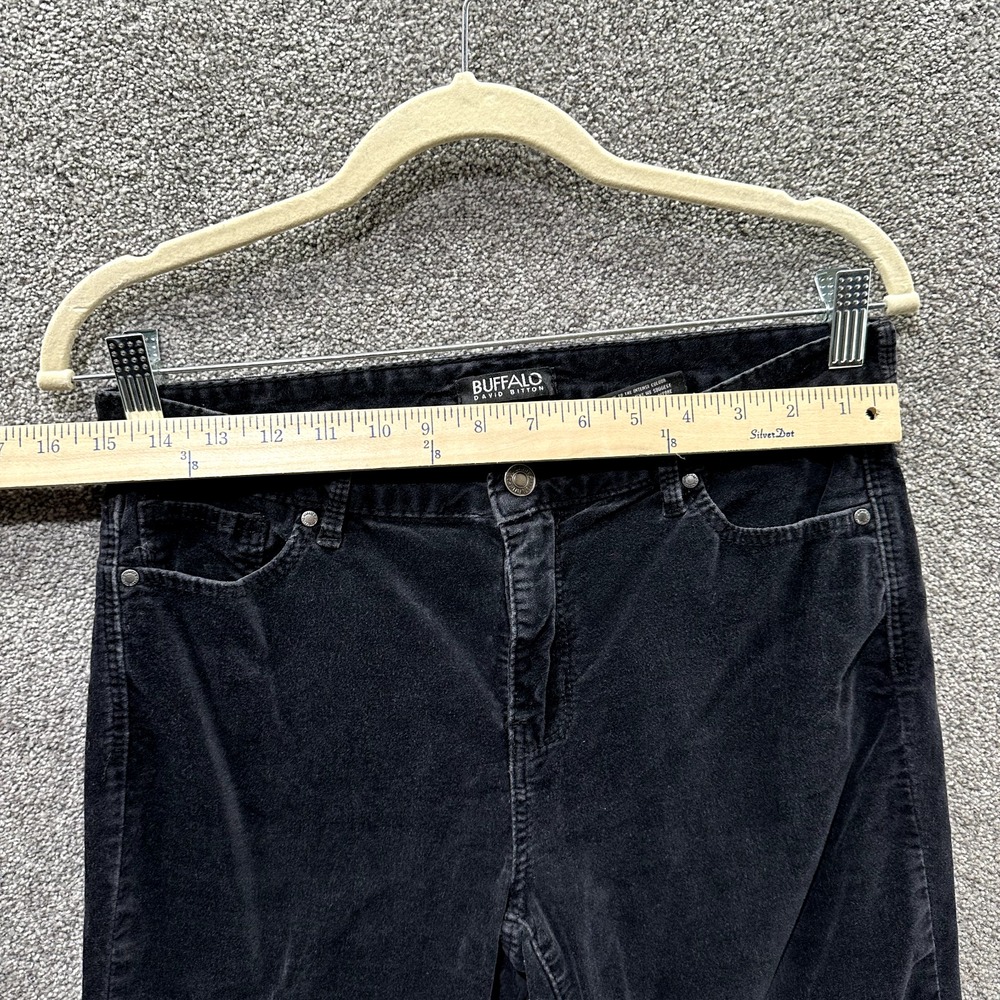 Buffalo David Bitton Velveteen Pants Women 8/29 Black Mid Rise‎ Skinny 5 Pocket - Picture 5 of 15